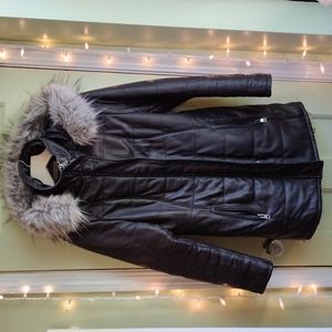 Women's Black Rivet size Small quilted Winter leather coat